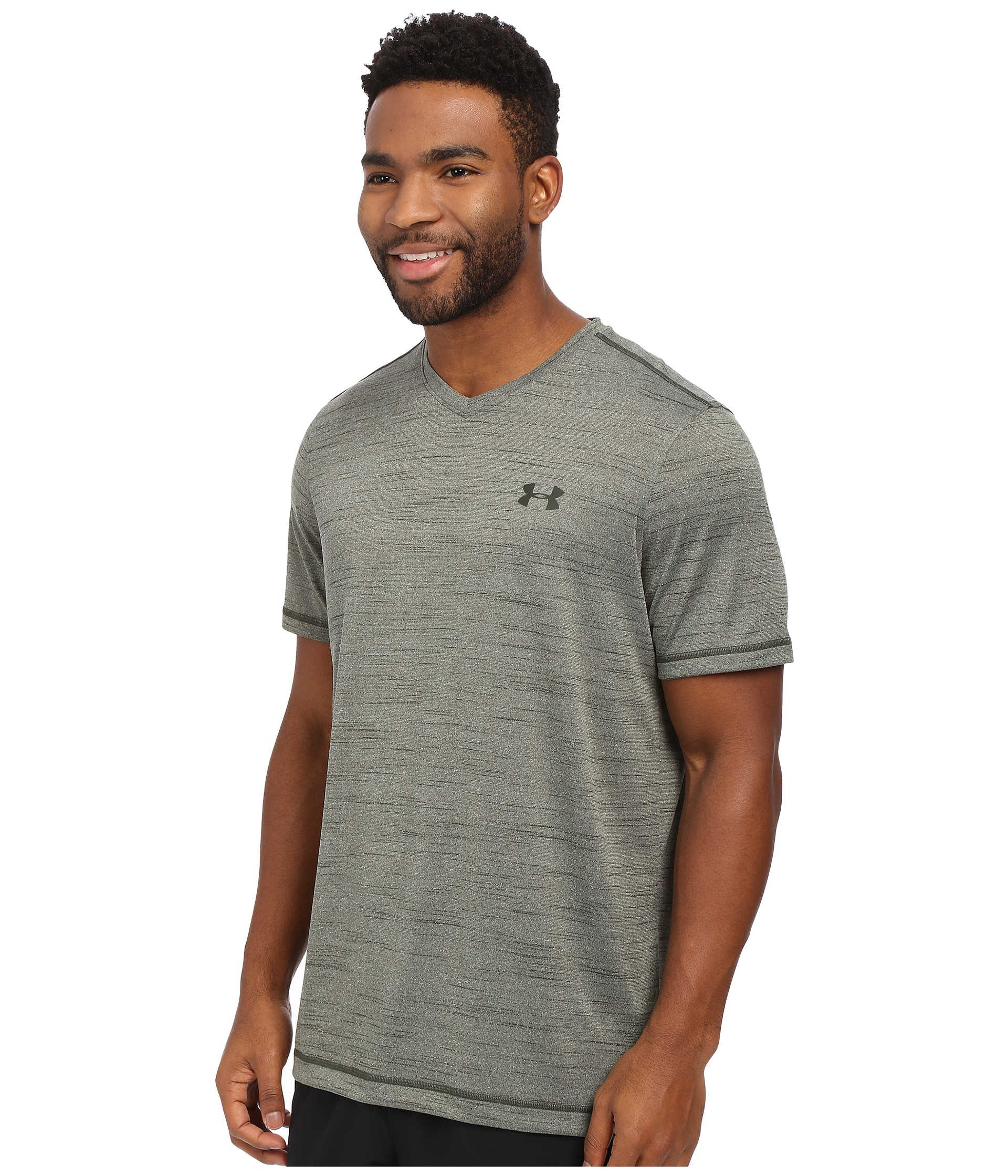 Under Armour Tech V-neck in Green for 