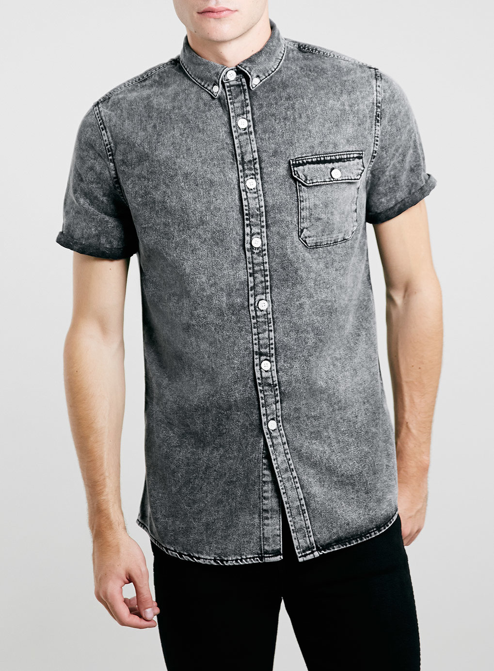 grey washed denim shirt