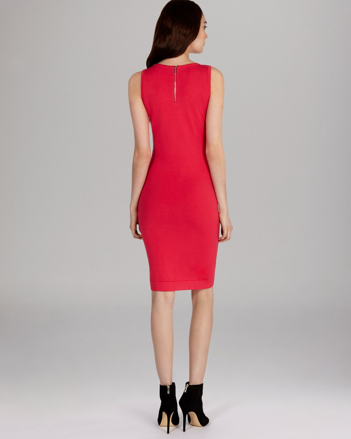 Lyst Karen Millen Dress Ripple Stitch Biker Knit Collection in Pink