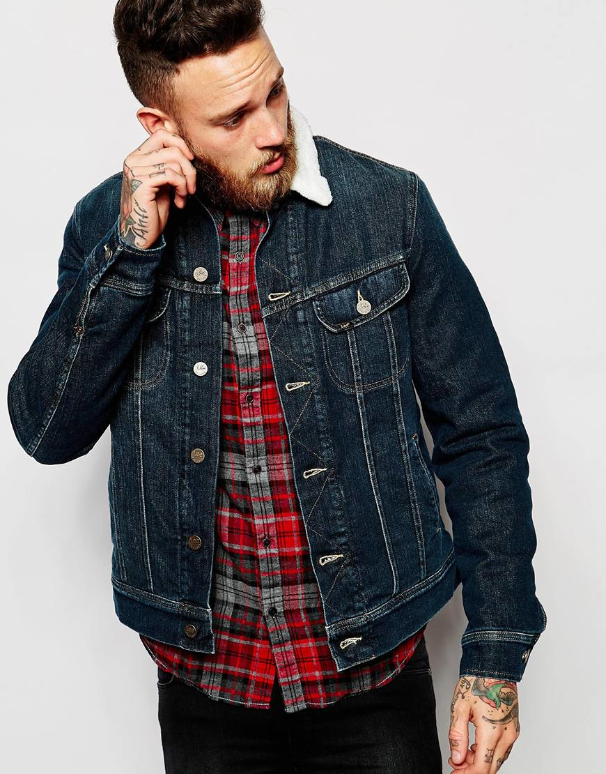 Lee Jeans Regular Fit Dark Wash Denim Rider Jacket in Blue for Men | Lyst