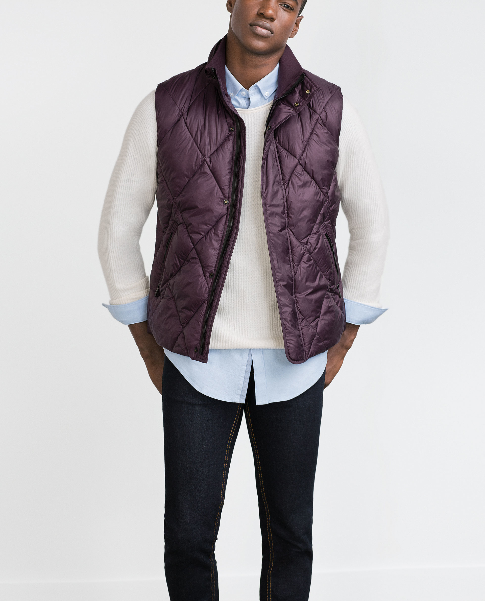 Zara Purple Quilted Waistcoat for Men Lyst