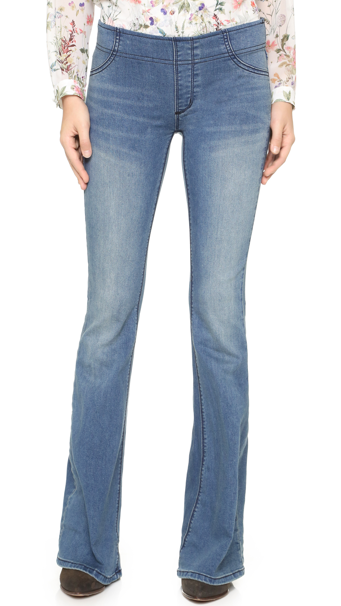 Free People Denim Pull On Flare Jeans in Blue Lyst