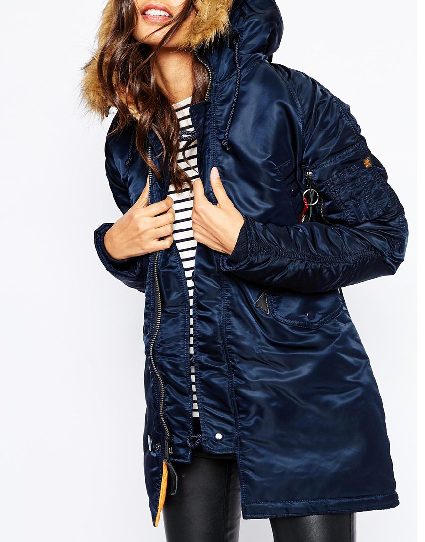 Alpha Industries N3b Vf Parka Coat With Faux Fur Hood & Contrast Lining in  Navy (Blue) - Lyst