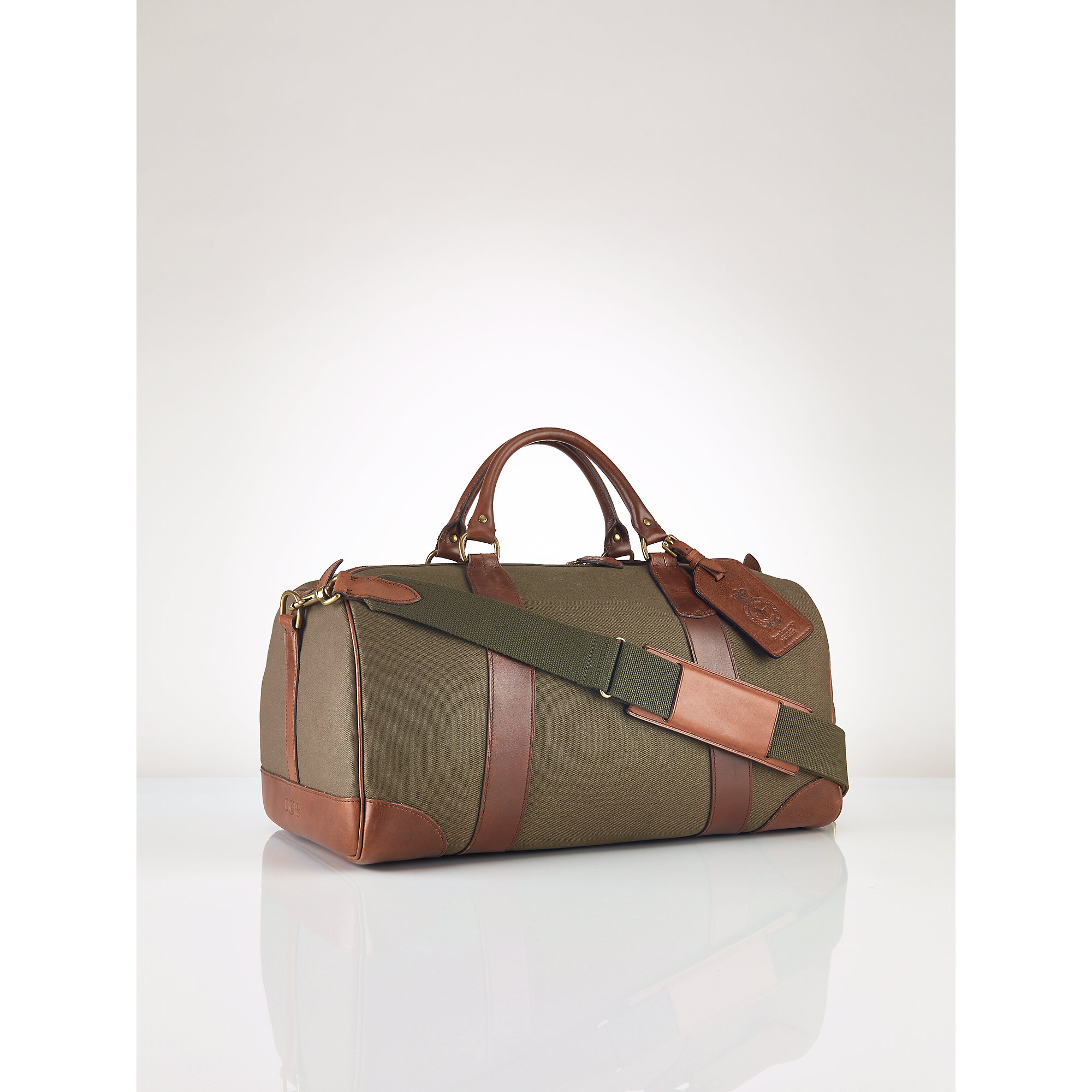 Download Polo Ralph Lauren Canvas & Leather Gym Bag in Olive (Green ...