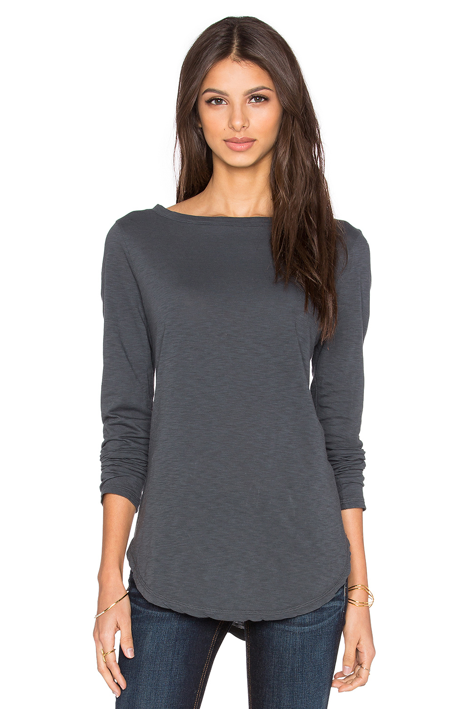Lyst - Michael Stars Long Sleeve Boatneck Tunic in Gray