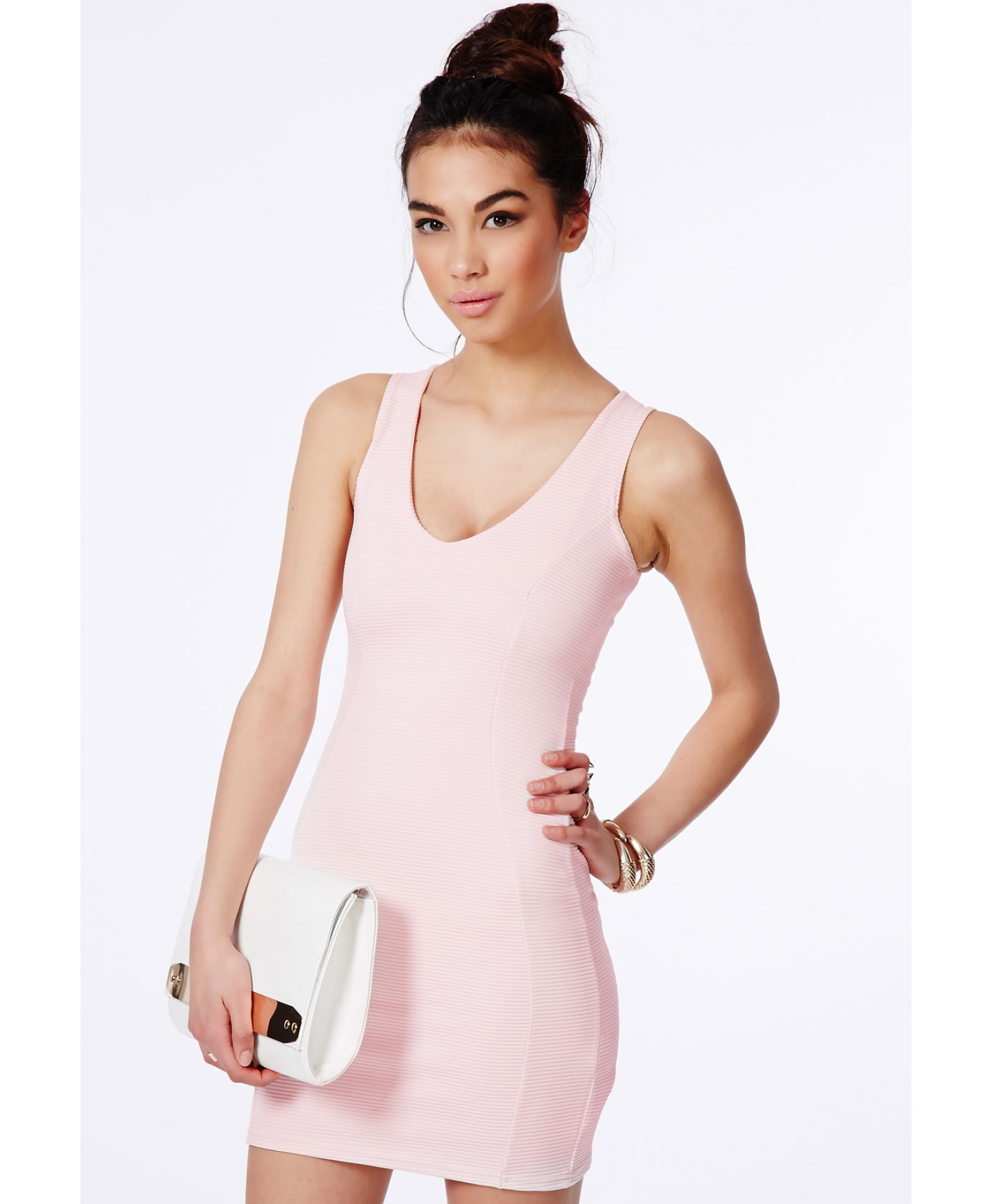 pink ribbed bodycon dress