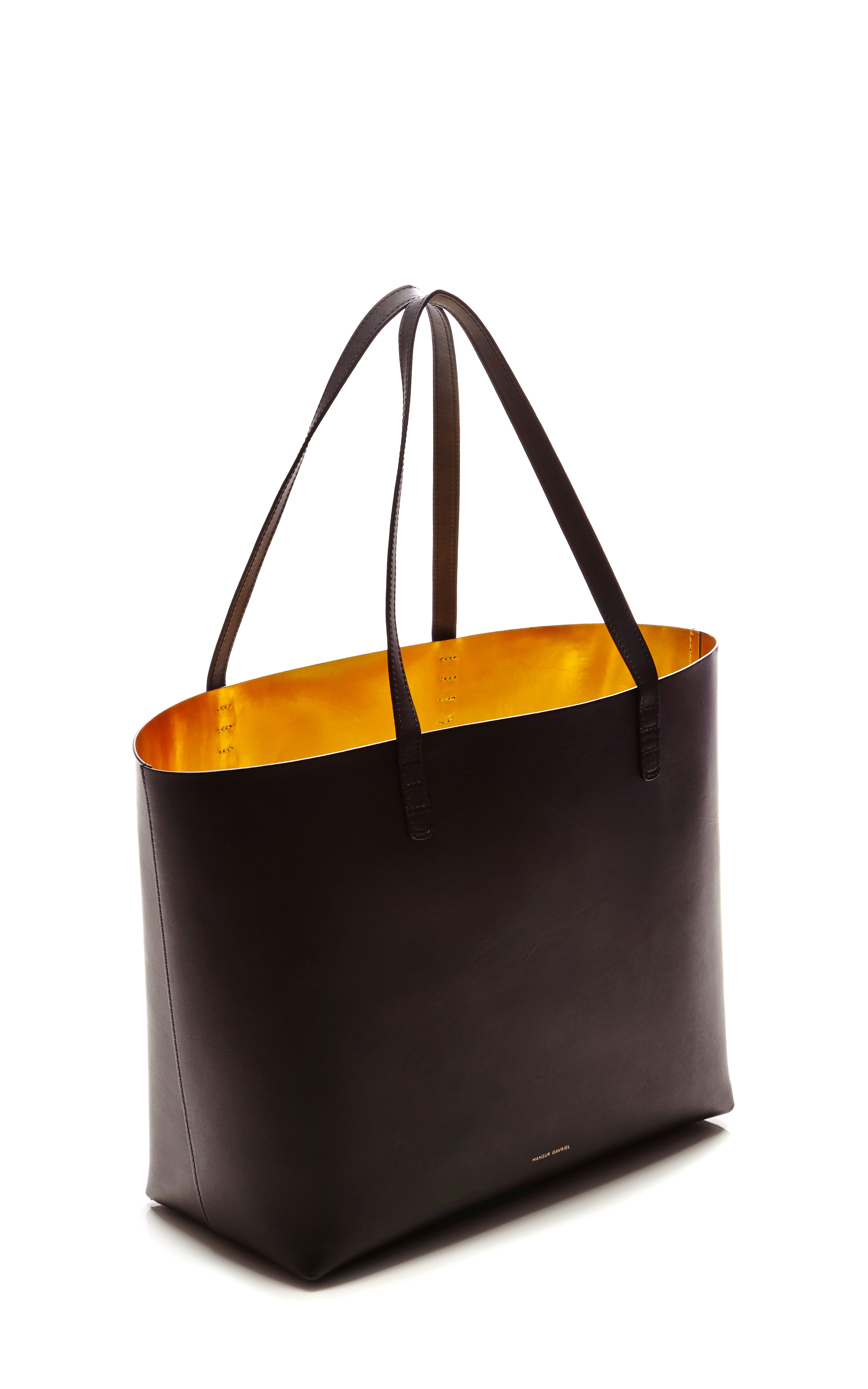 Mansur Gavriel Large Tote in Black with Gold Interior Lyst