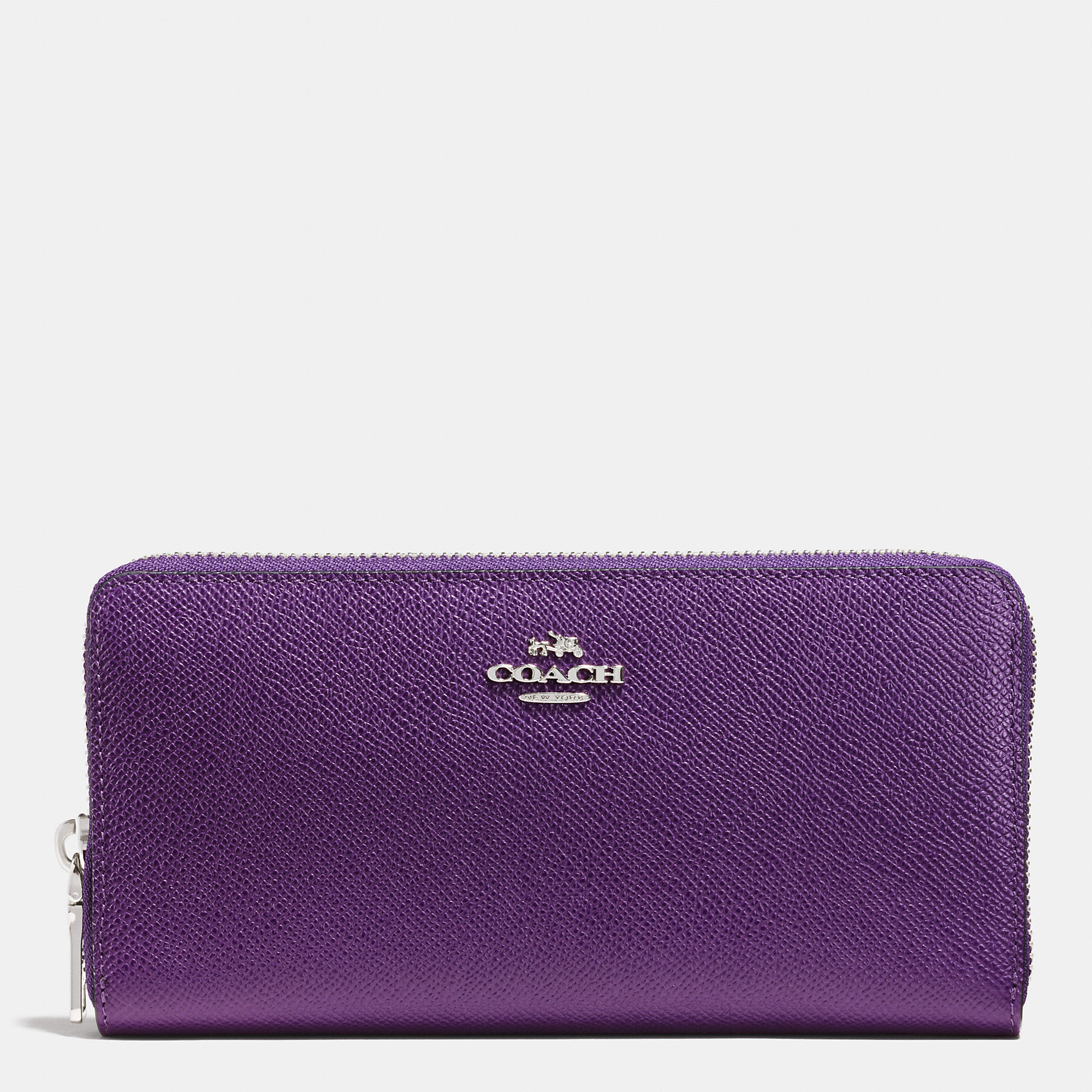 COACH Accordion Zip Wallet In Crossgrain Leather in Purple | Lyst