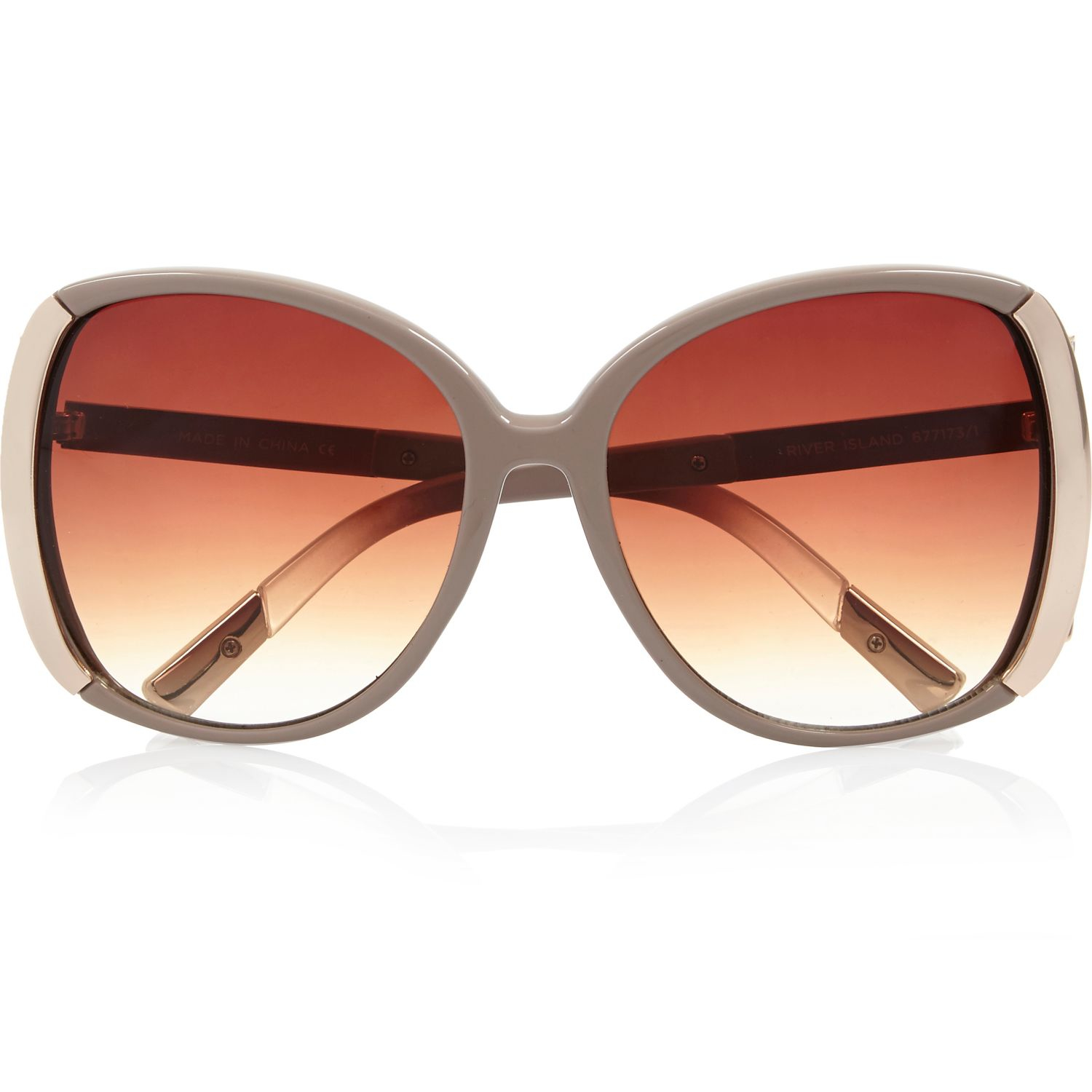 Lyst River Island Beige Oversized Sunglasses in Natural