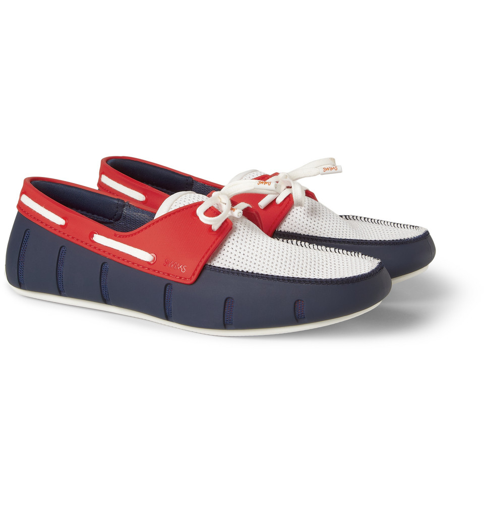 Swims Colourblock Rubber and Mesh Boat Shoes in Blue for Men - Lyst