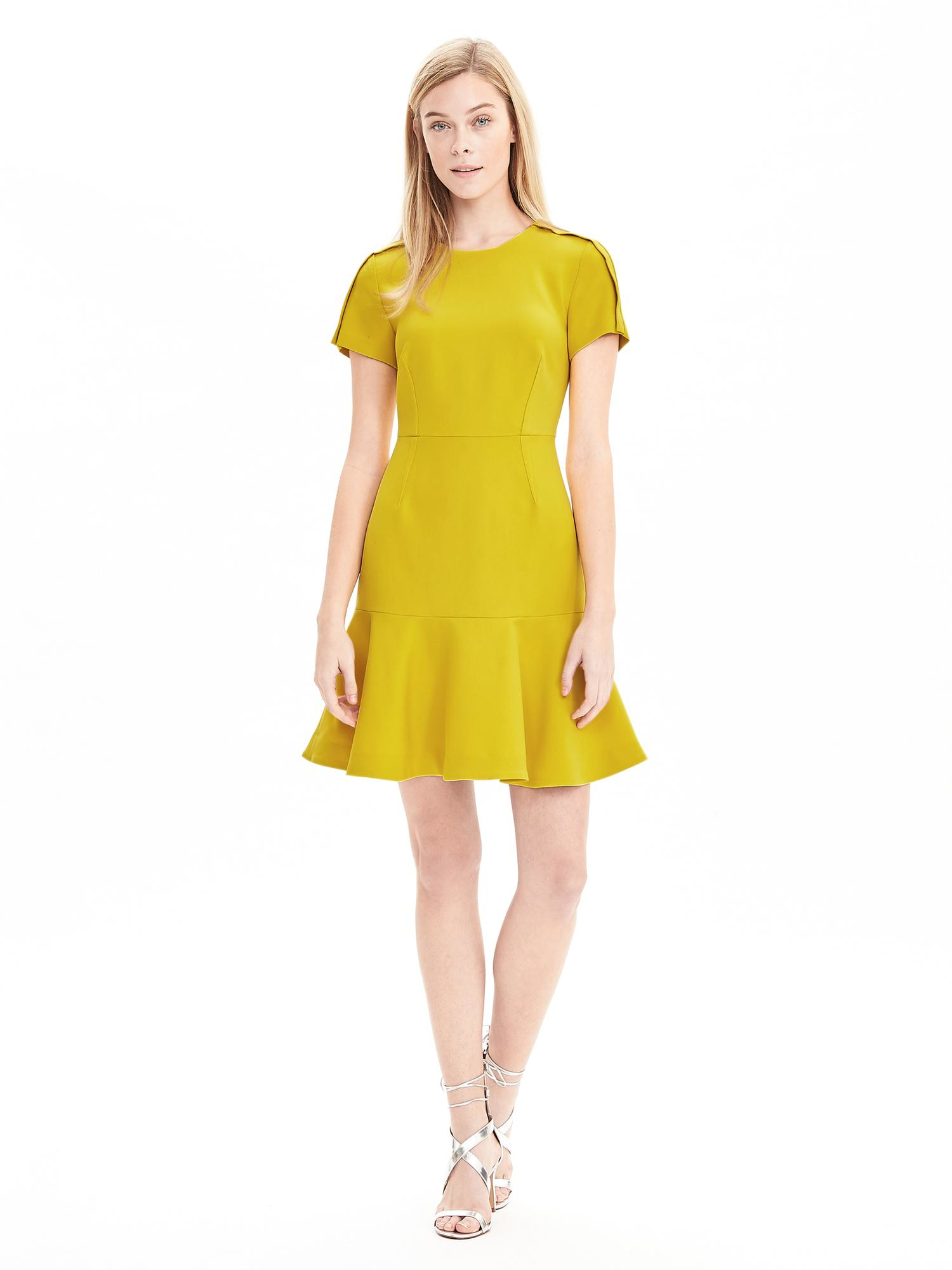 yellow flounce dress