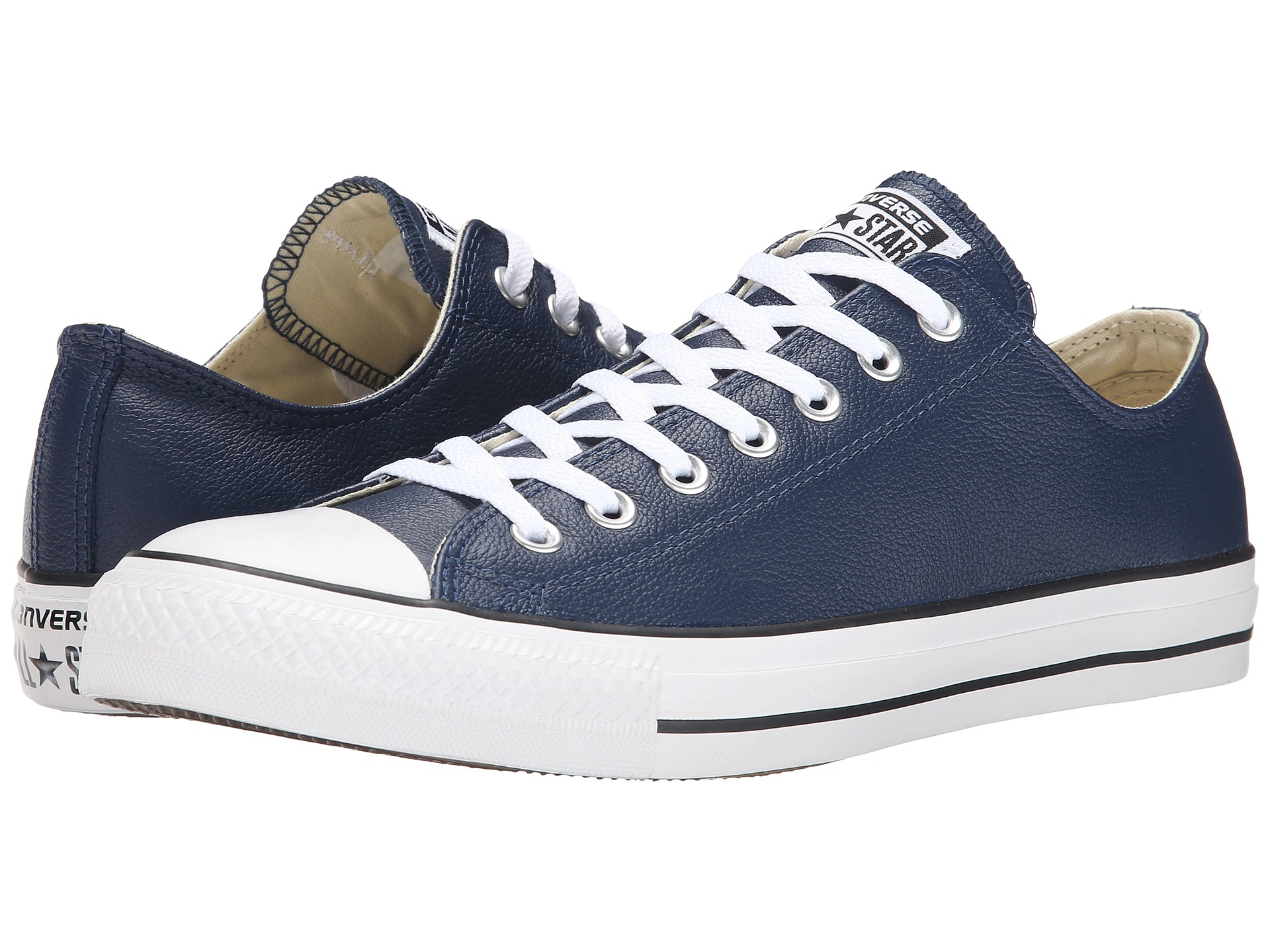 blue leather converse low