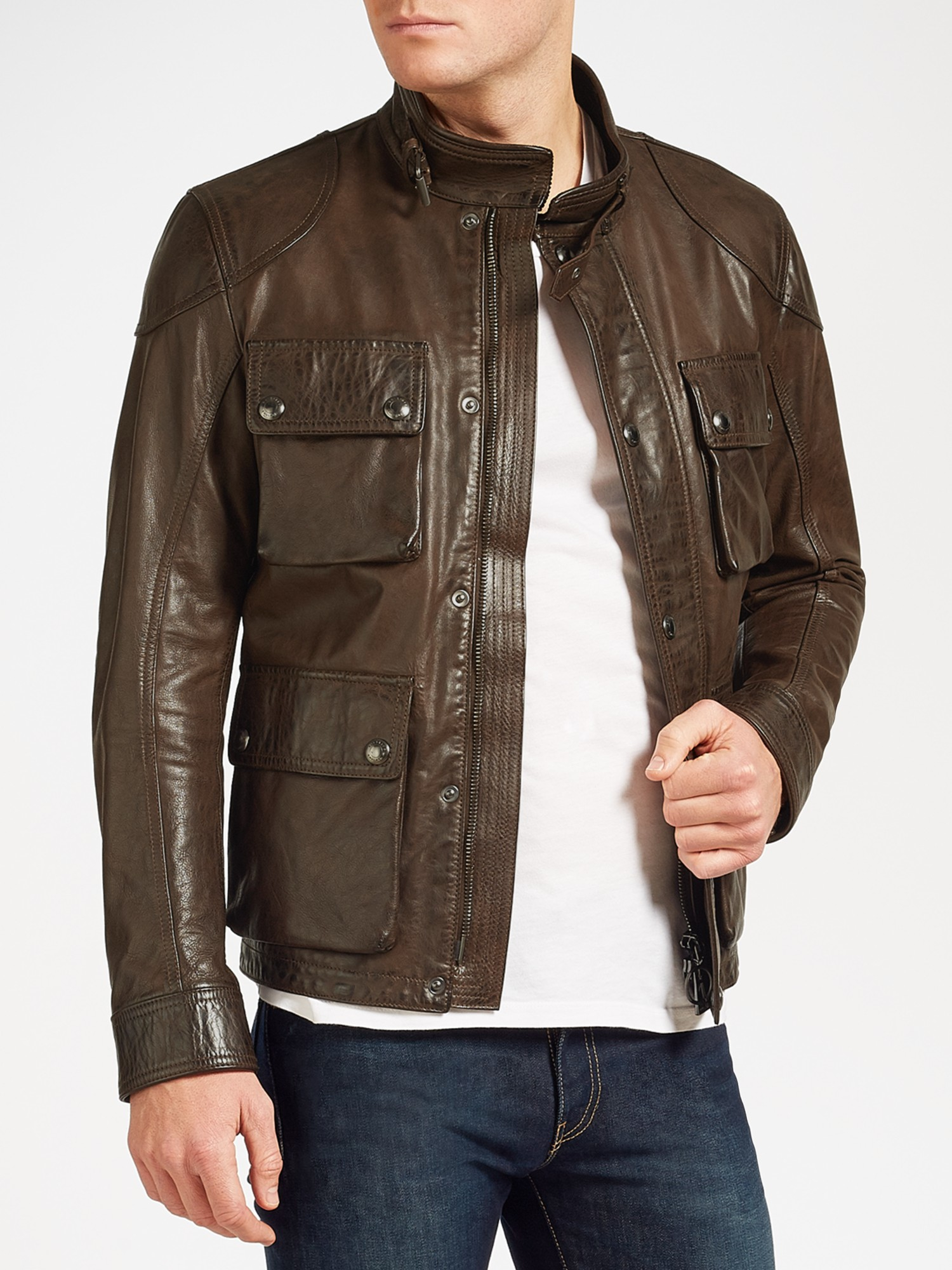 Belstaff Burgess Leather Blouson Jacket in Brown for Men - Lyst