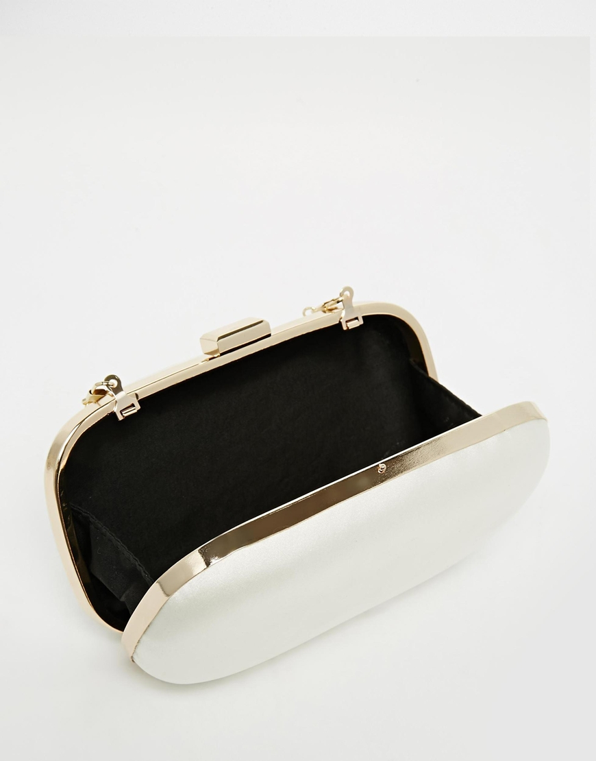 ASOS Satin Box Clutch Bag in White Lyst