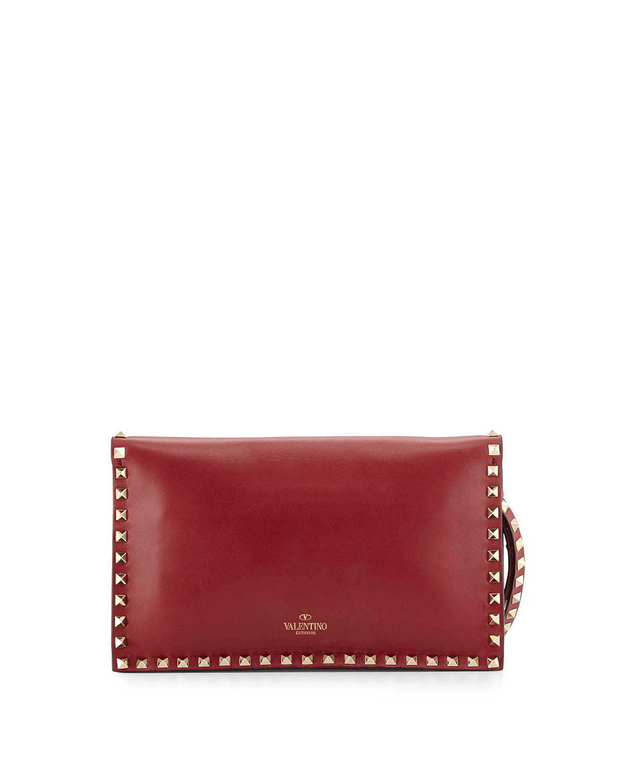Lyst - Valentino Rockstud Flap Wristlet Clutch Bag in Red
