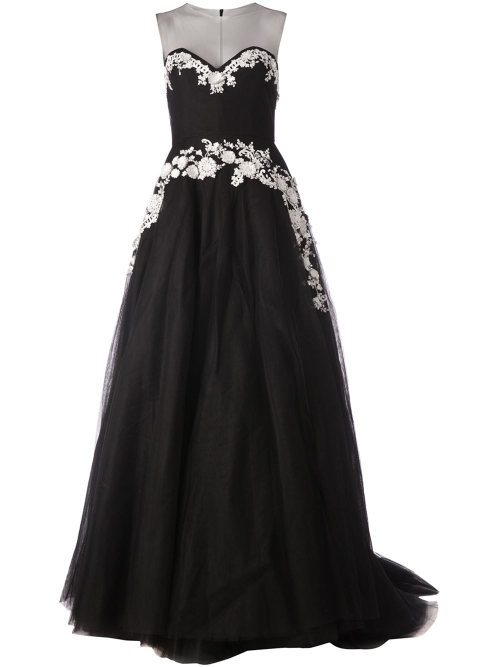 Lyst - Reem acra Embellished Evening Dress in Black