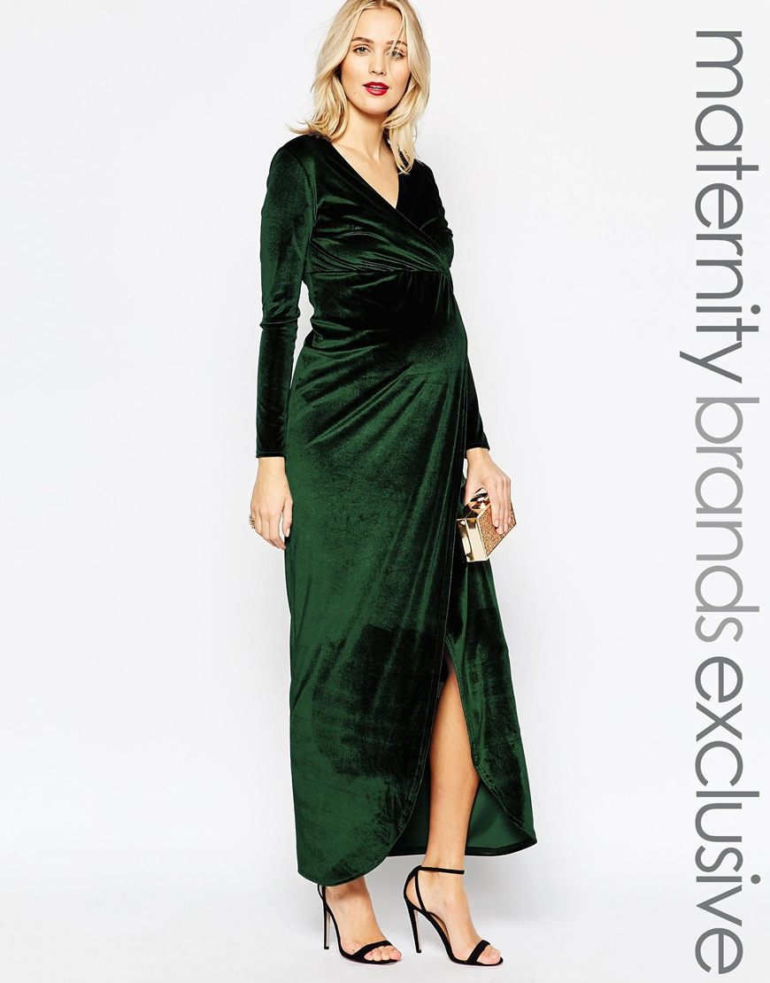 Green Velvet Maternity Dress Factory ...