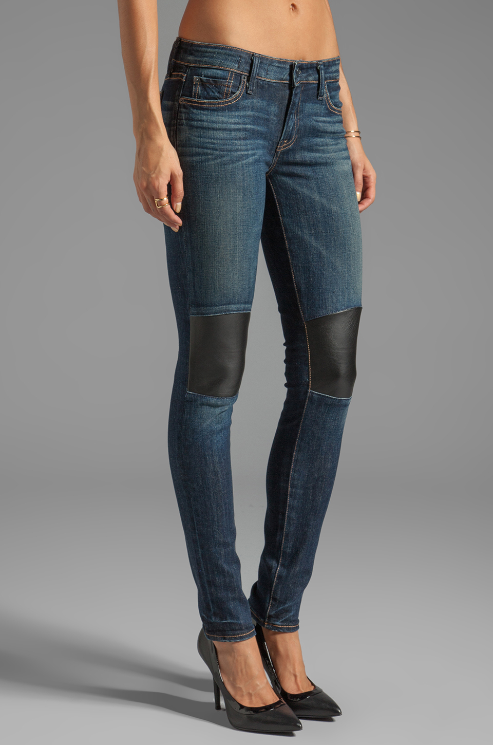 jeans with leather knee patches