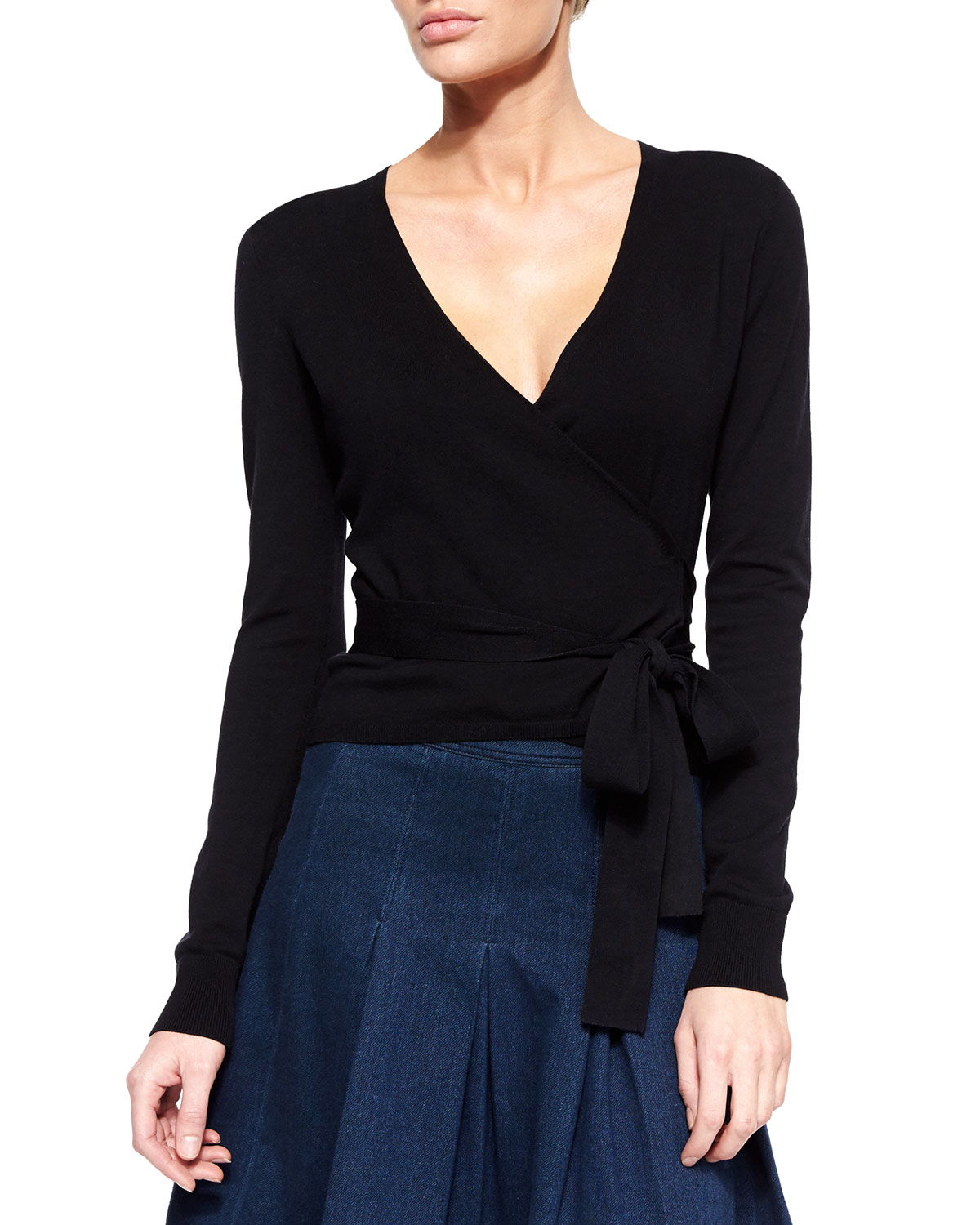 Black wrap cardigan with tie women day delivery