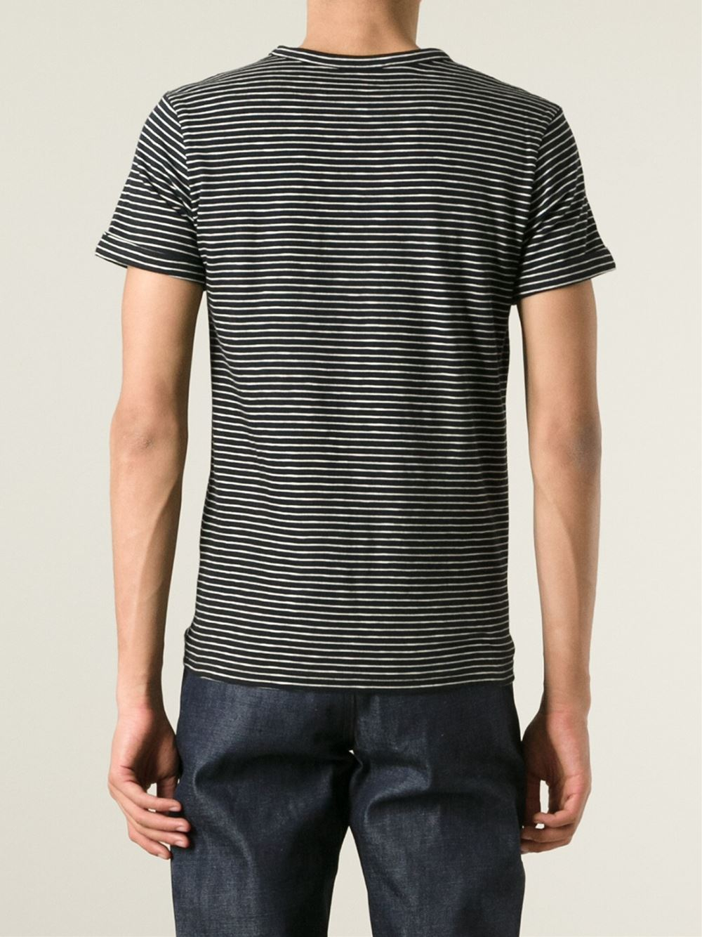 A.P.C. Striped T-Shirt in Black for Men | Lyst