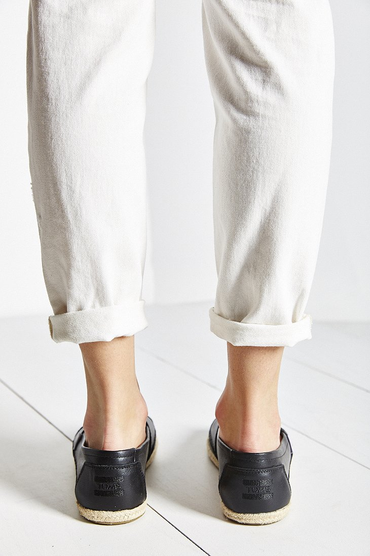 TOMS Leather Espadrille in Black Lyst