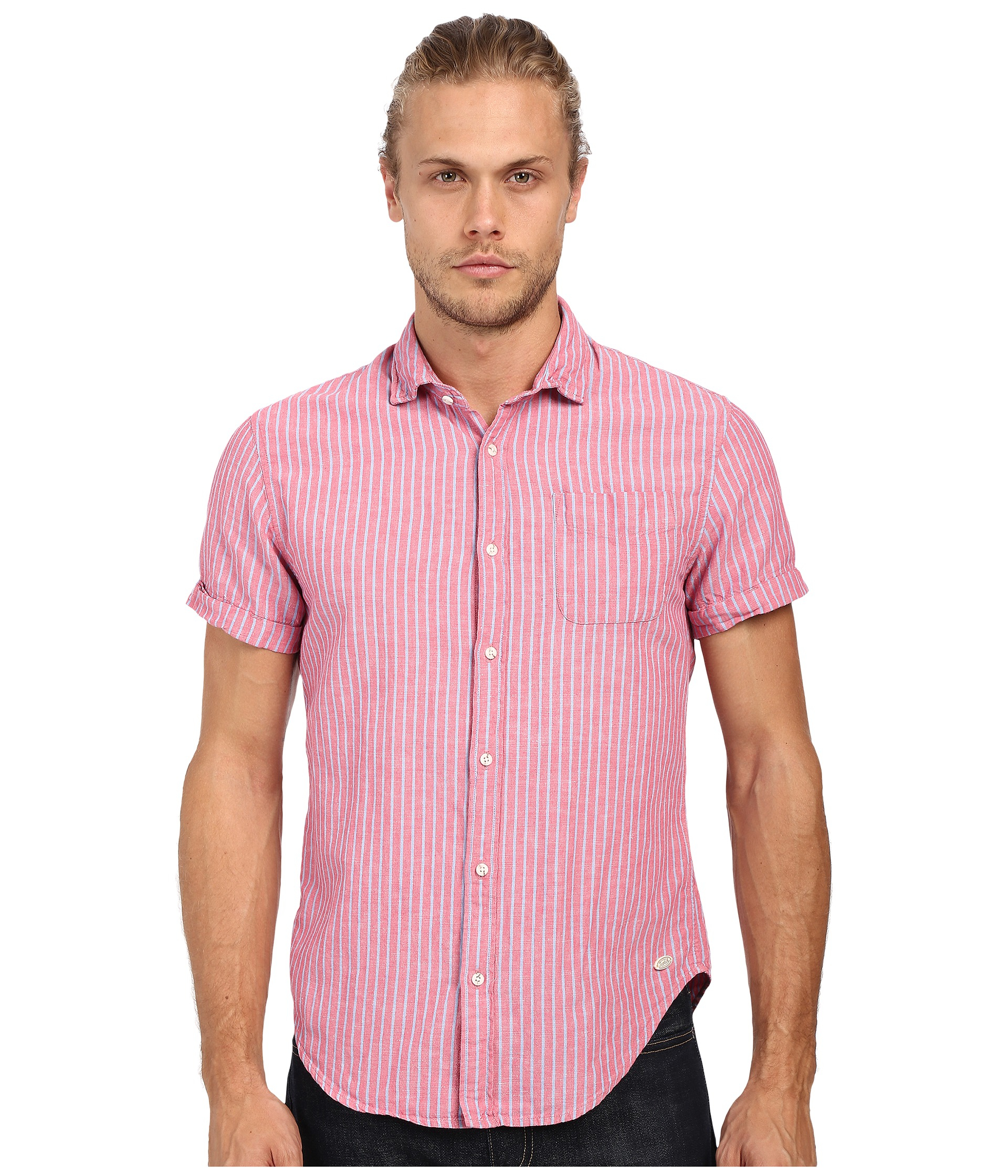 mens pale pink linen shirt