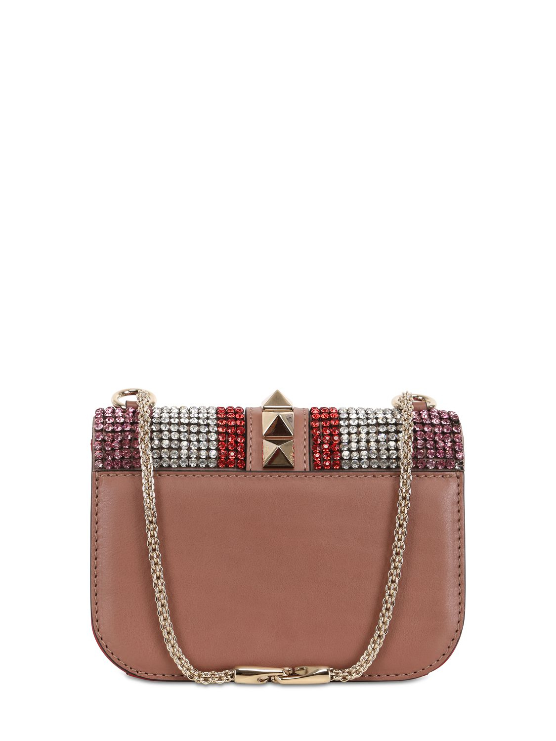Lyst - Valentino Small Lock Multicolor Rhinestone Bag in Pink