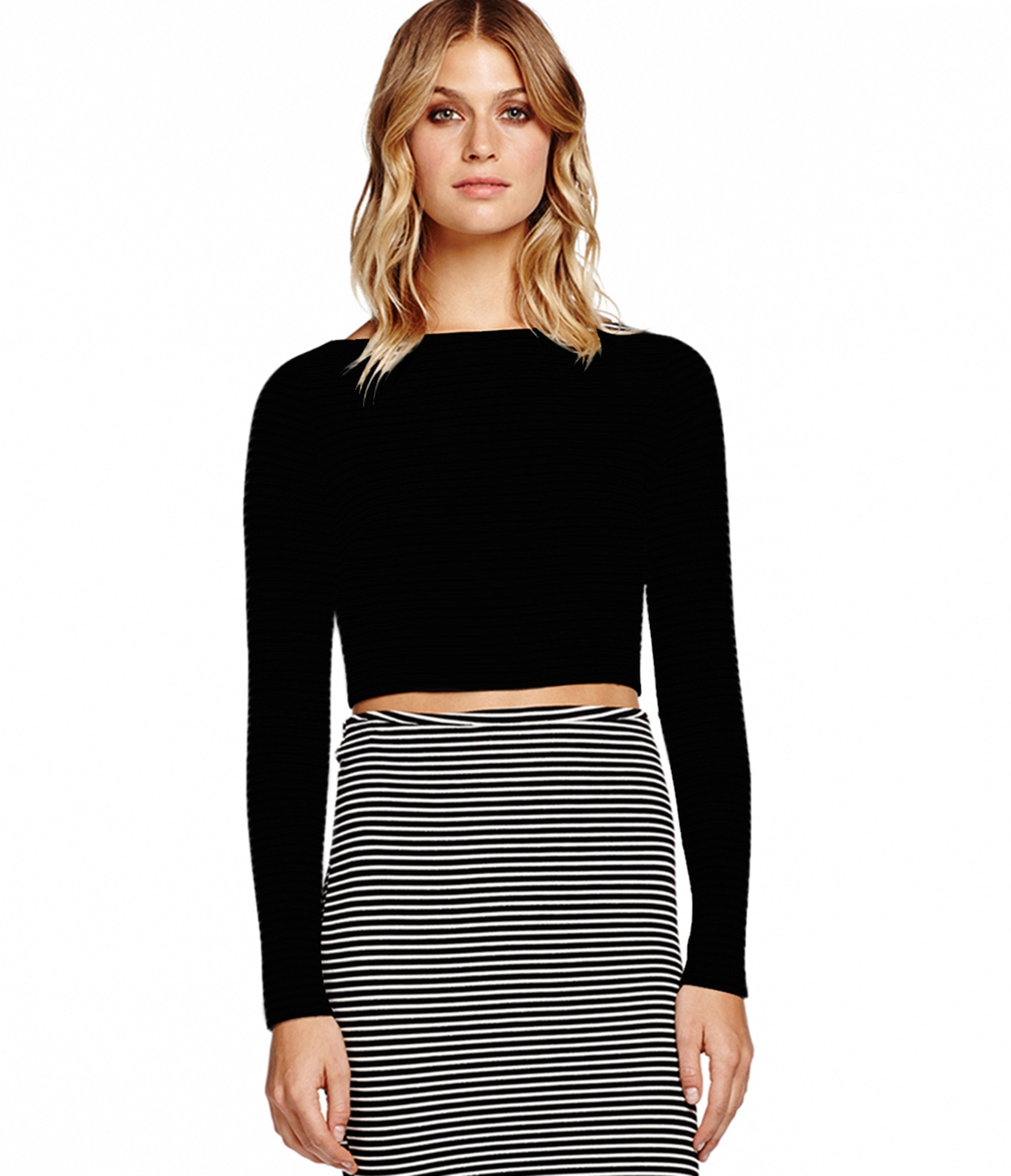 Michael stars Long Sleeve Crop Top With Back Zipper in Black Lyst