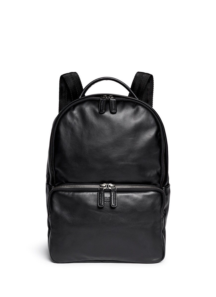 giorgio armani leather backpack