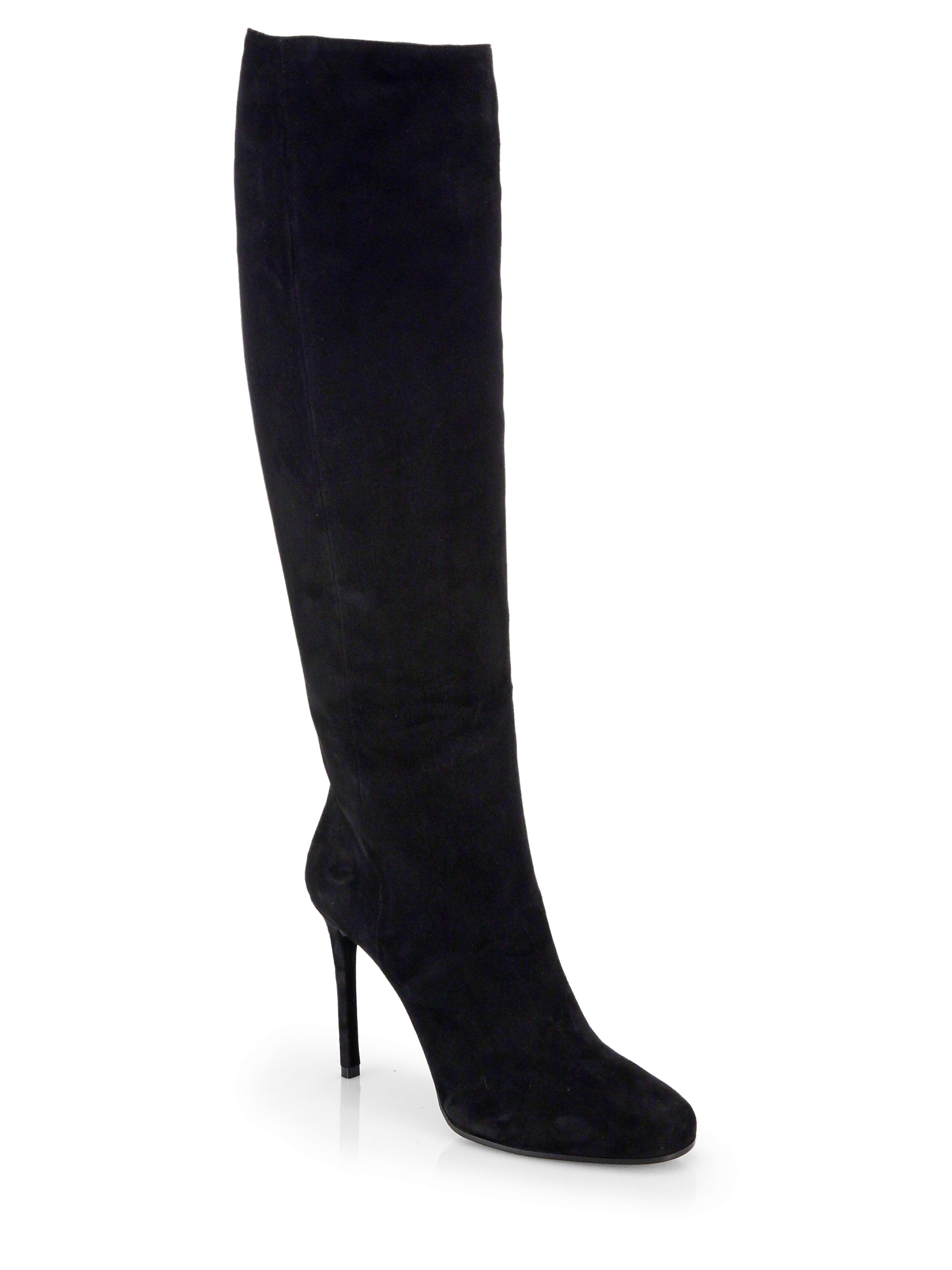 Prada Suede Knee-High Boots in Nero (Black) - Lyst