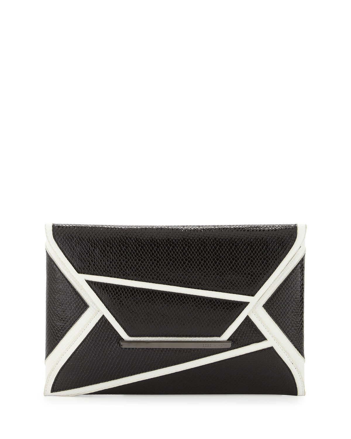 Lyst Bcbgmaxazria Embossed Geometric Envelope Clutch Bag Black Gallery