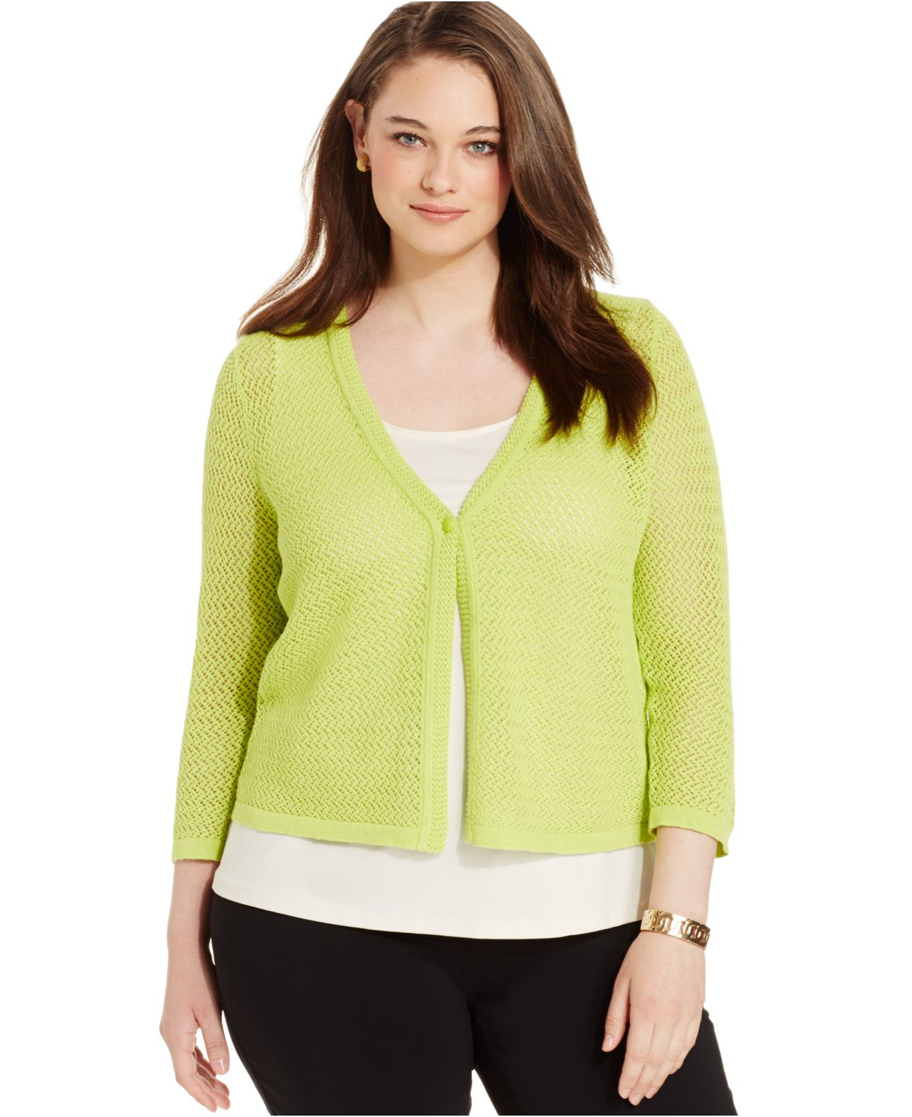 lime green cardigan plus size