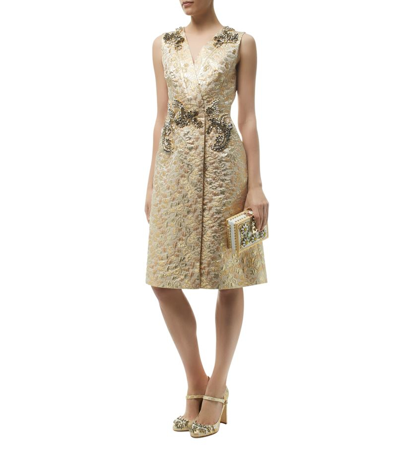 Dolce & Gabbana Brocade Embellished Dress in Metallic - Lyst