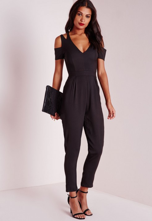 cut out shoulder jumpsuit