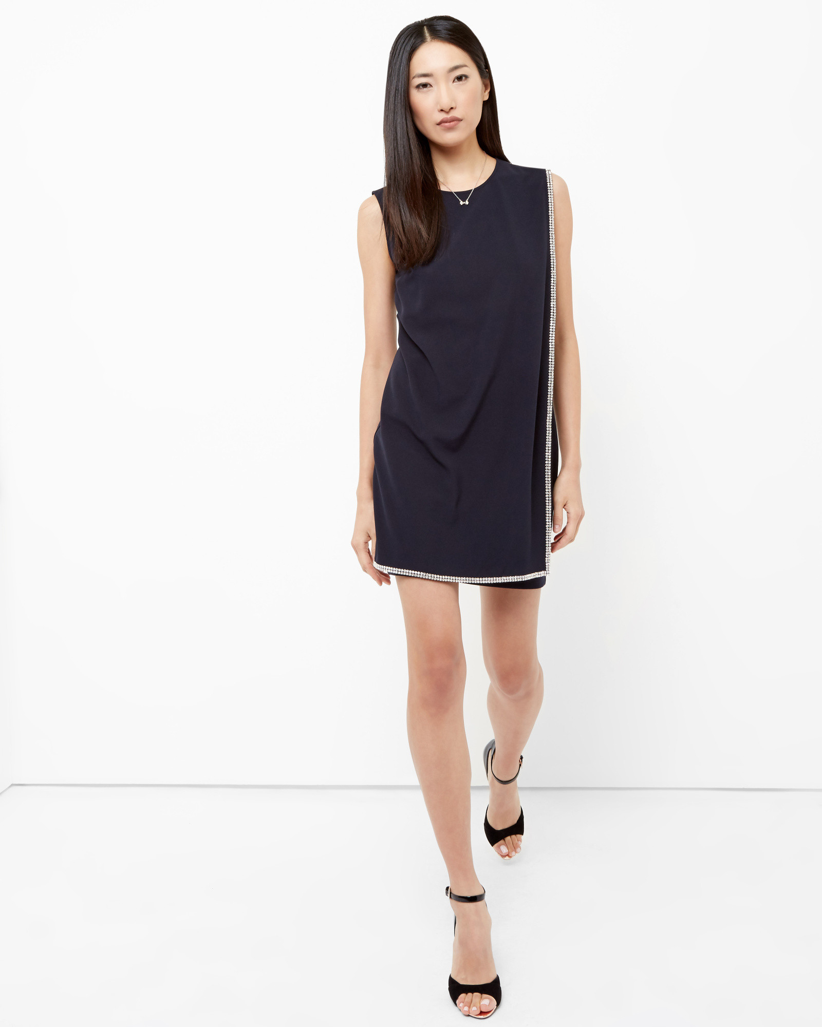 Ted Baker Double Layer Embellished Tunic Dress in Black | Lyst