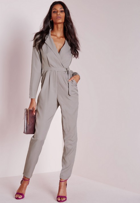 gray long sleeve jumpsuit