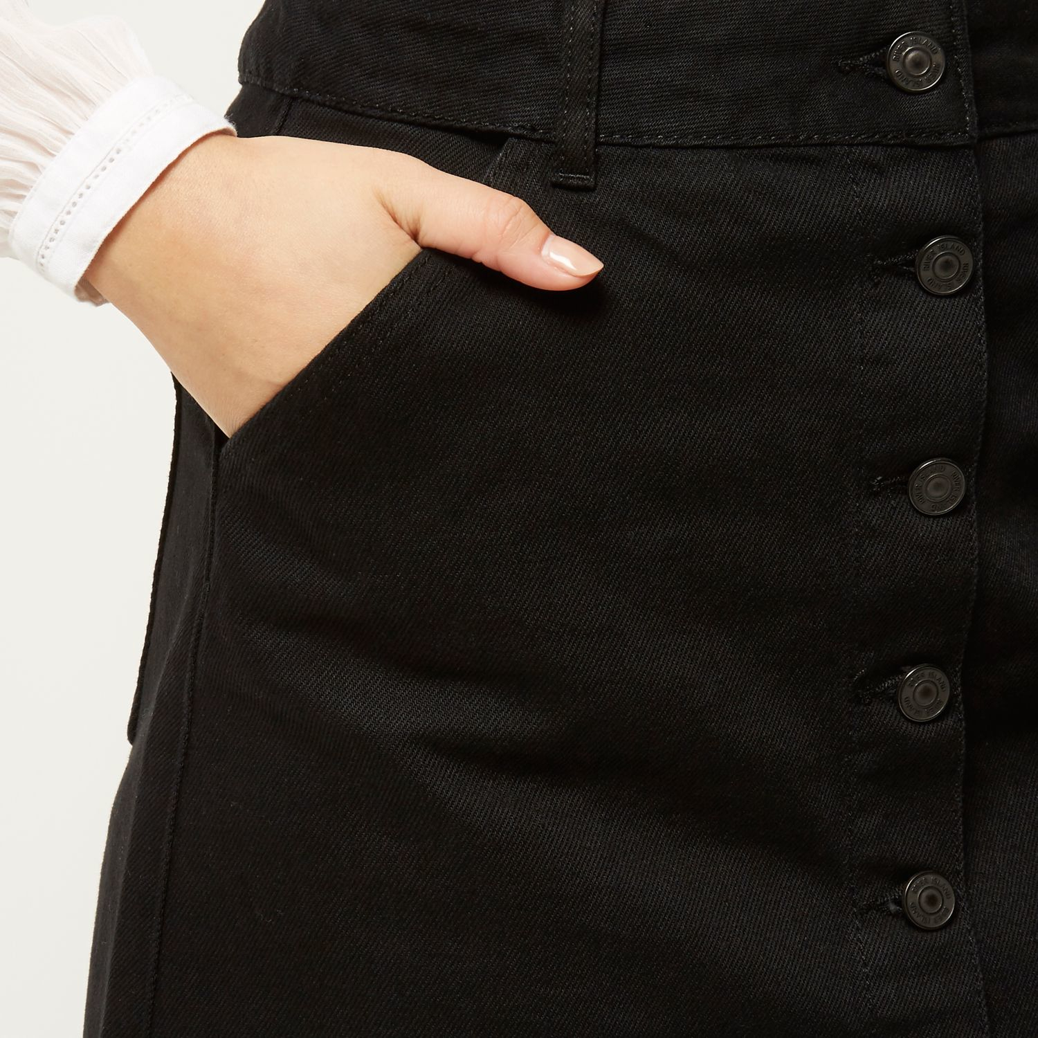 River Island Black Side Button Skirt River Island Black Side Button Skirt