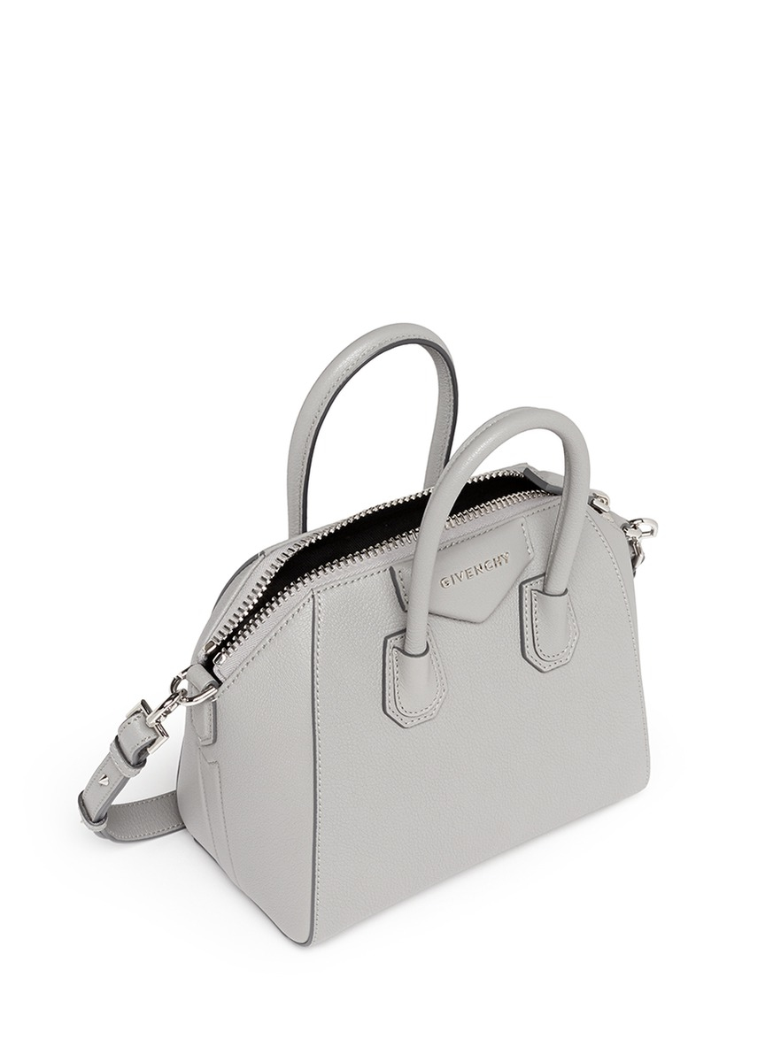 Givenchy Antigona Mini Leather Shoulder Bag in Grey (Gray) - Lyst