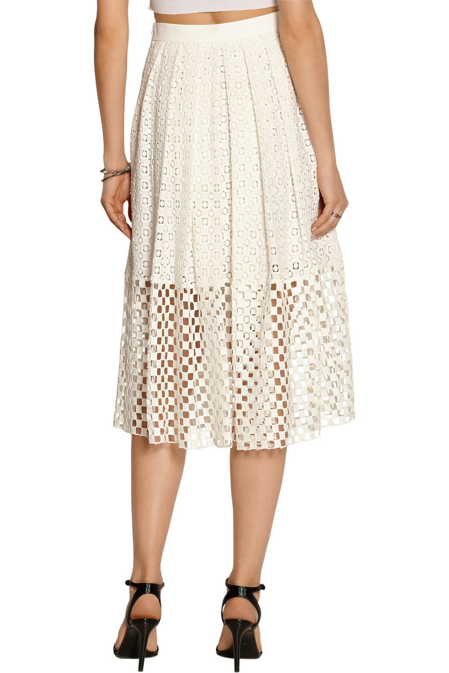 Tibi Sonoran Eyelet-Cotton Skirt in Ivory (White) - Lyst