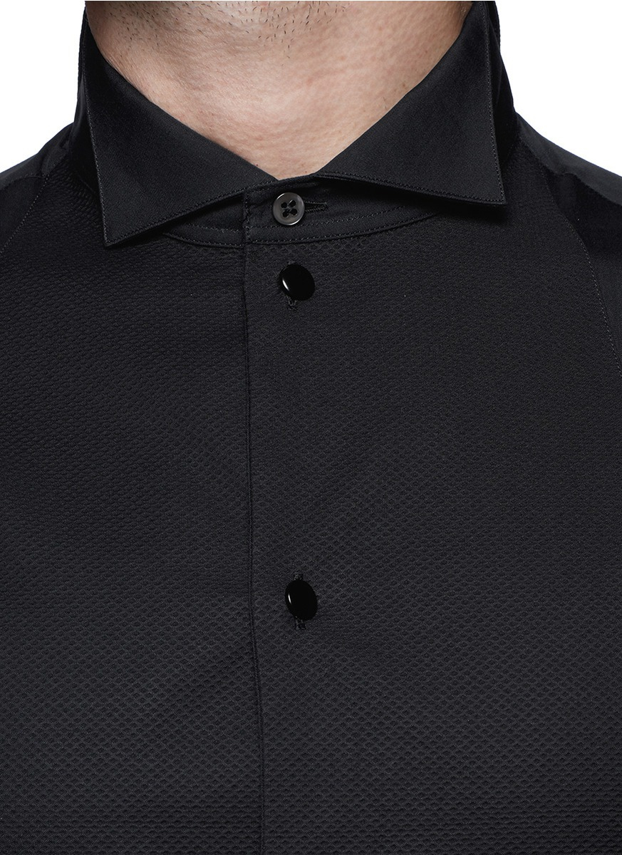 Armani Piqué Bib Tuxedo Shirt in Black for Men - Lyst