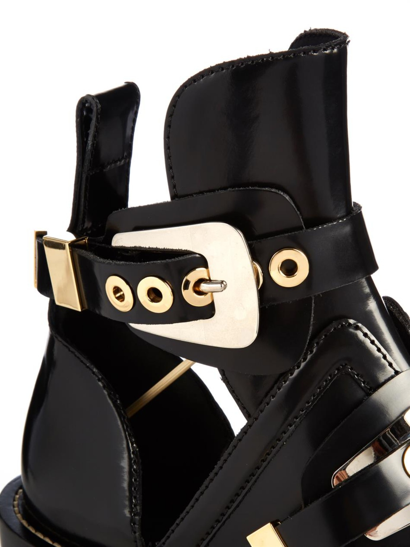 Balenciaga Ceinture Cut-out Leather Ankle Boots in Black | Lyst