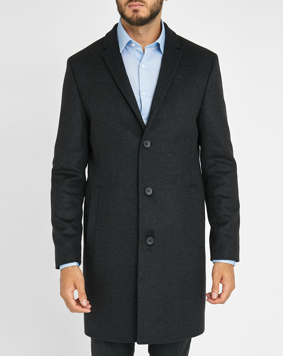 Calvin klein Charcoal Wool/cashmere Overcoat in Gray for Men (charcoal ...