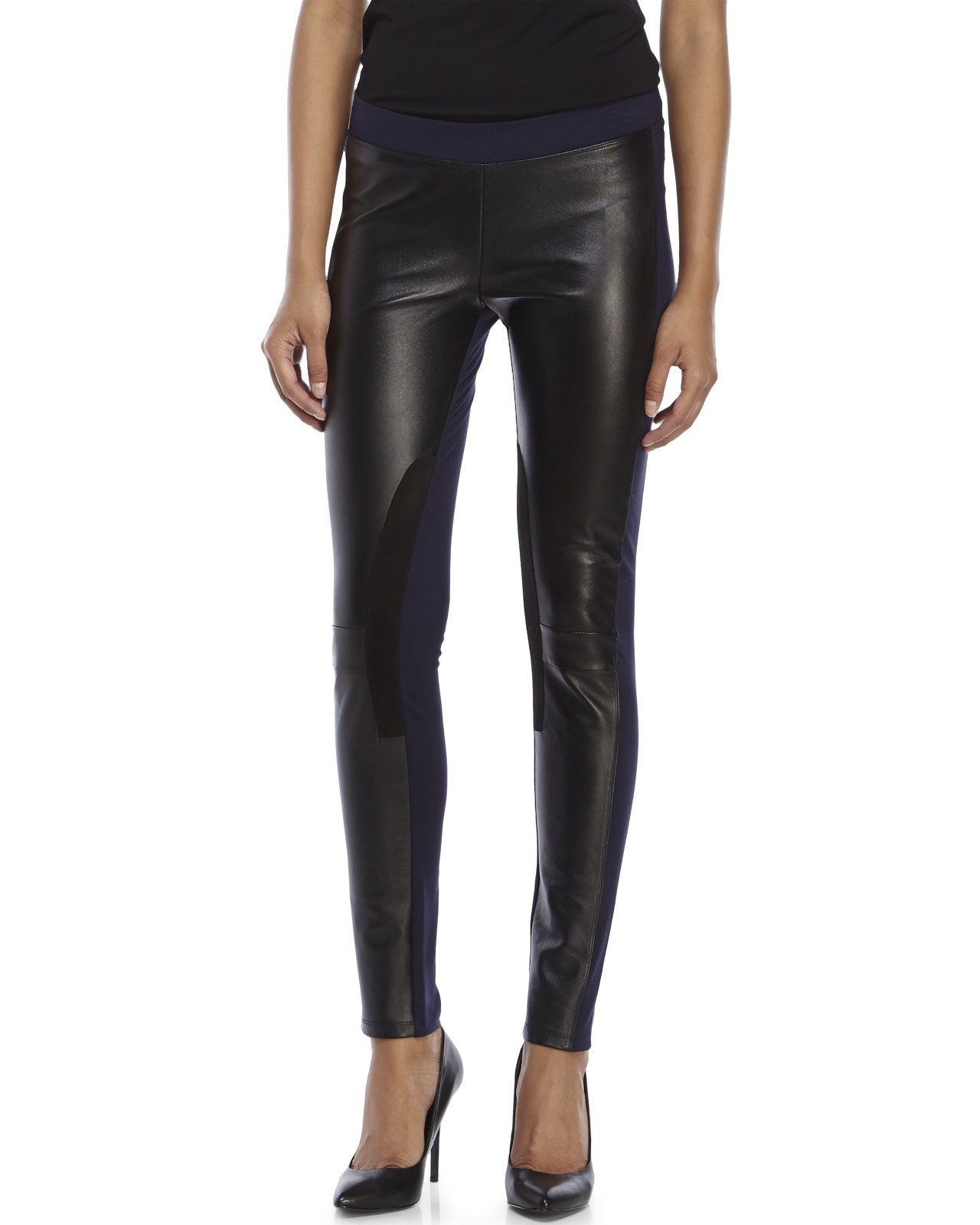 leather panel leggings