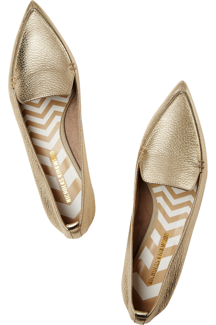 gold leather flats
