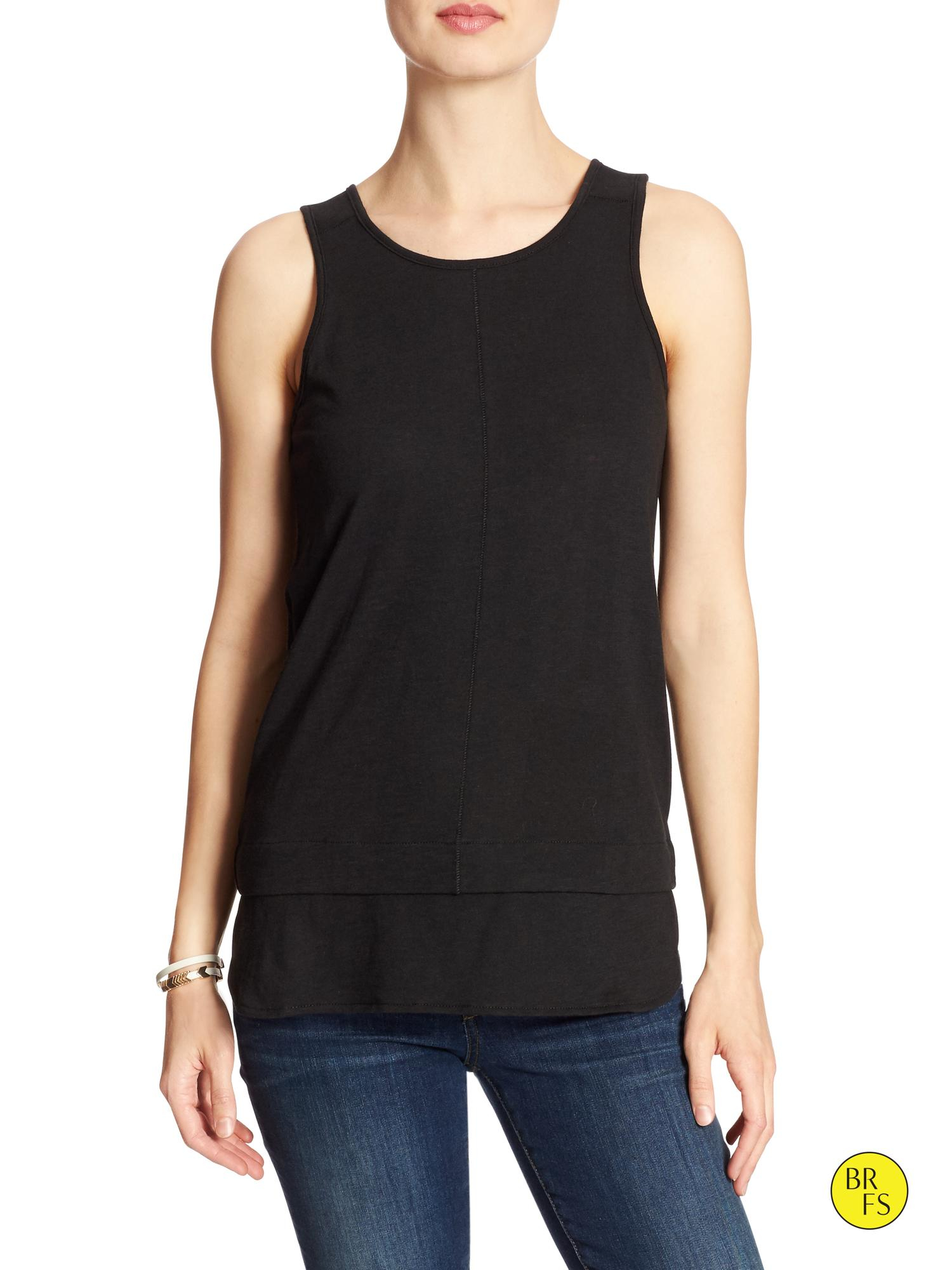 Banana republic Factory Doublelayer Slub Tank in Gray (Dark grey