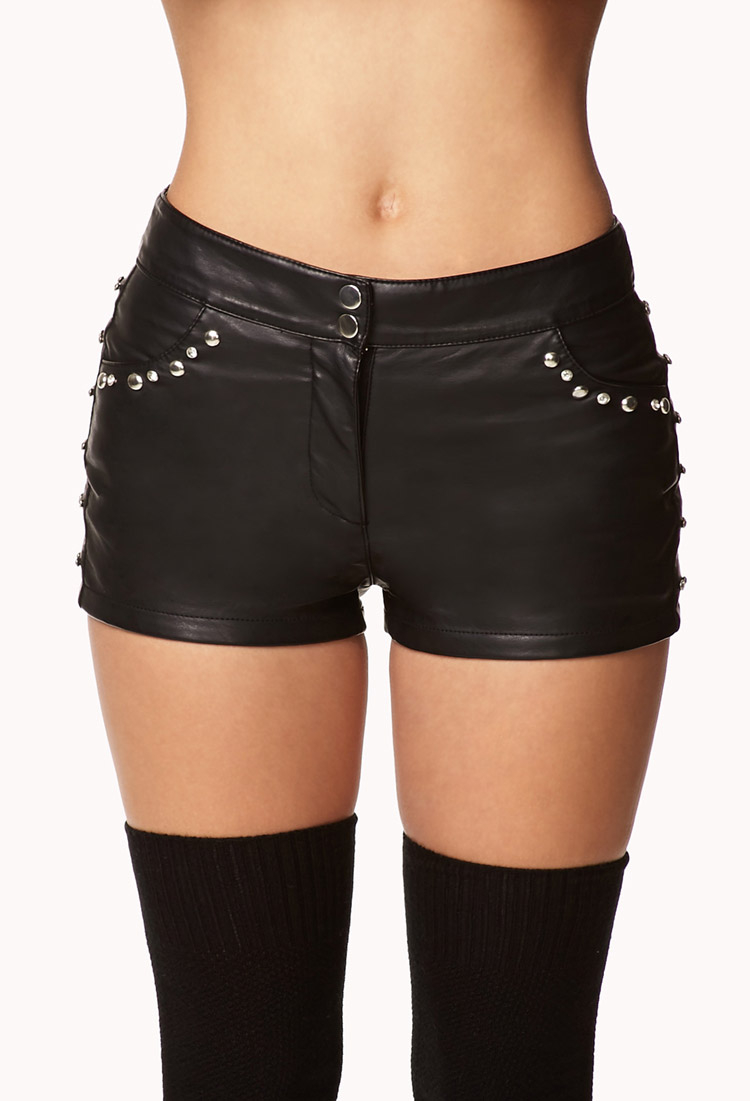 Forever 21 Studded Faux Leather Shorts 