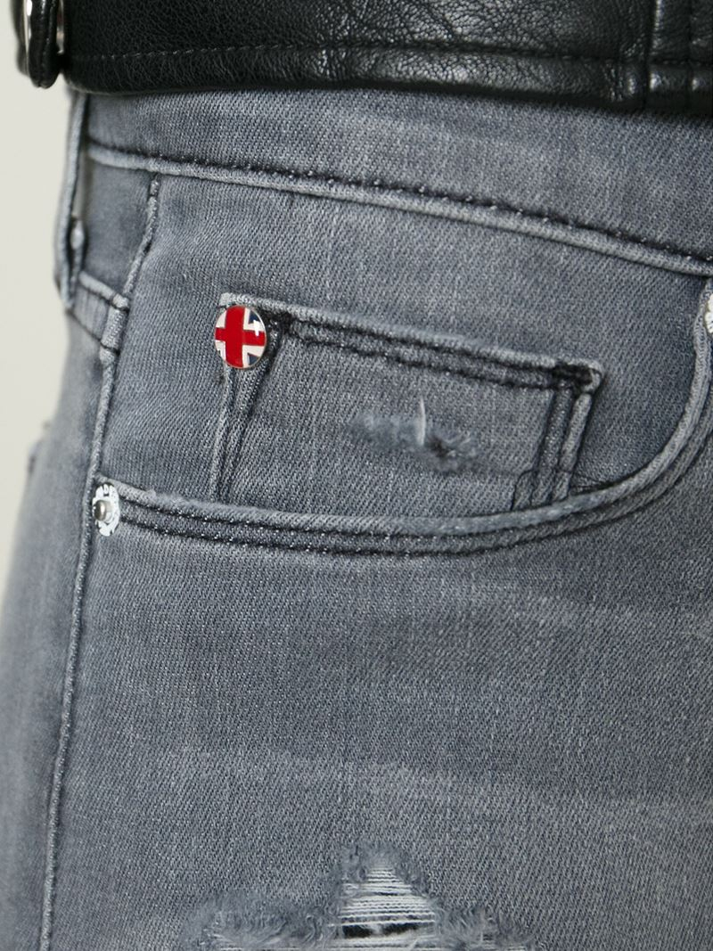 Hudson Jeans British Flag Detail Skinny Jeans in Gray | Lyst