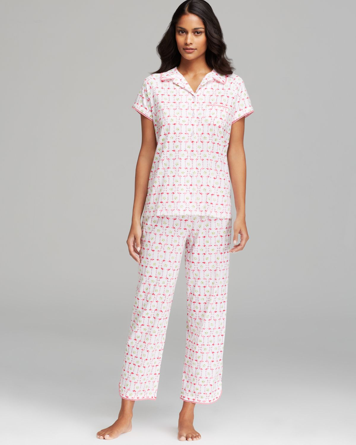 Carole hochman Flamingo Cotton Jersey Capri Pajama Set Lyst