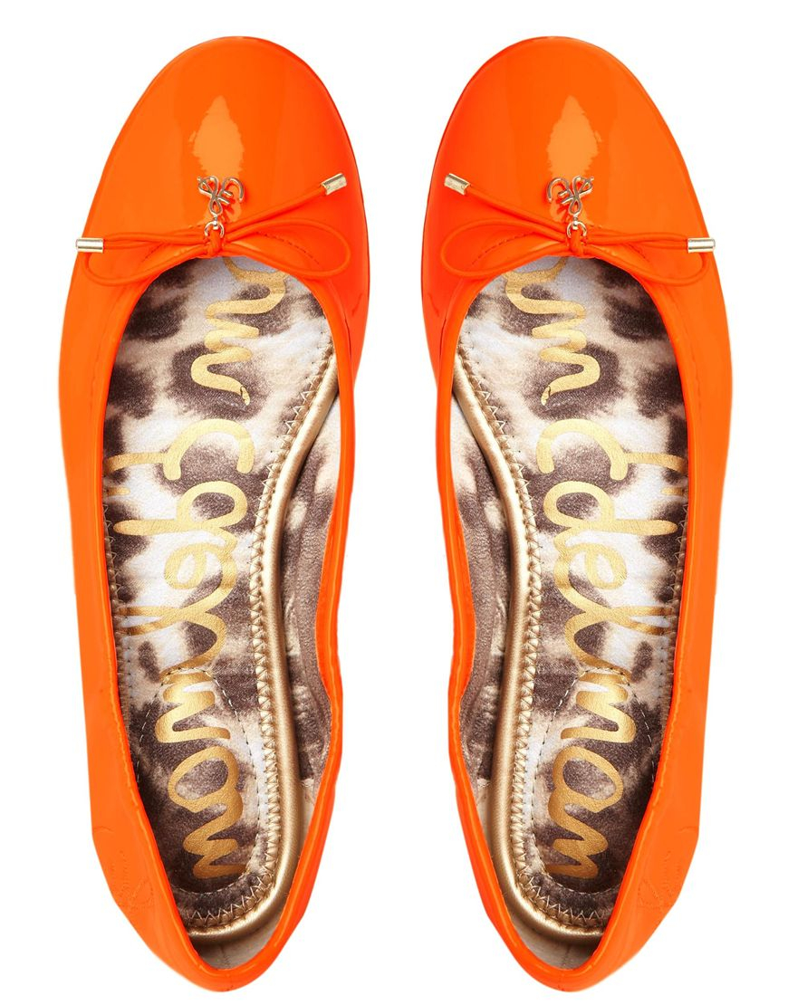 orange leather flats