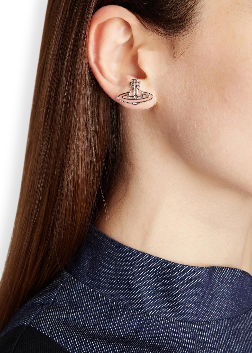 vivienne westwood thin lines flat orb earrings